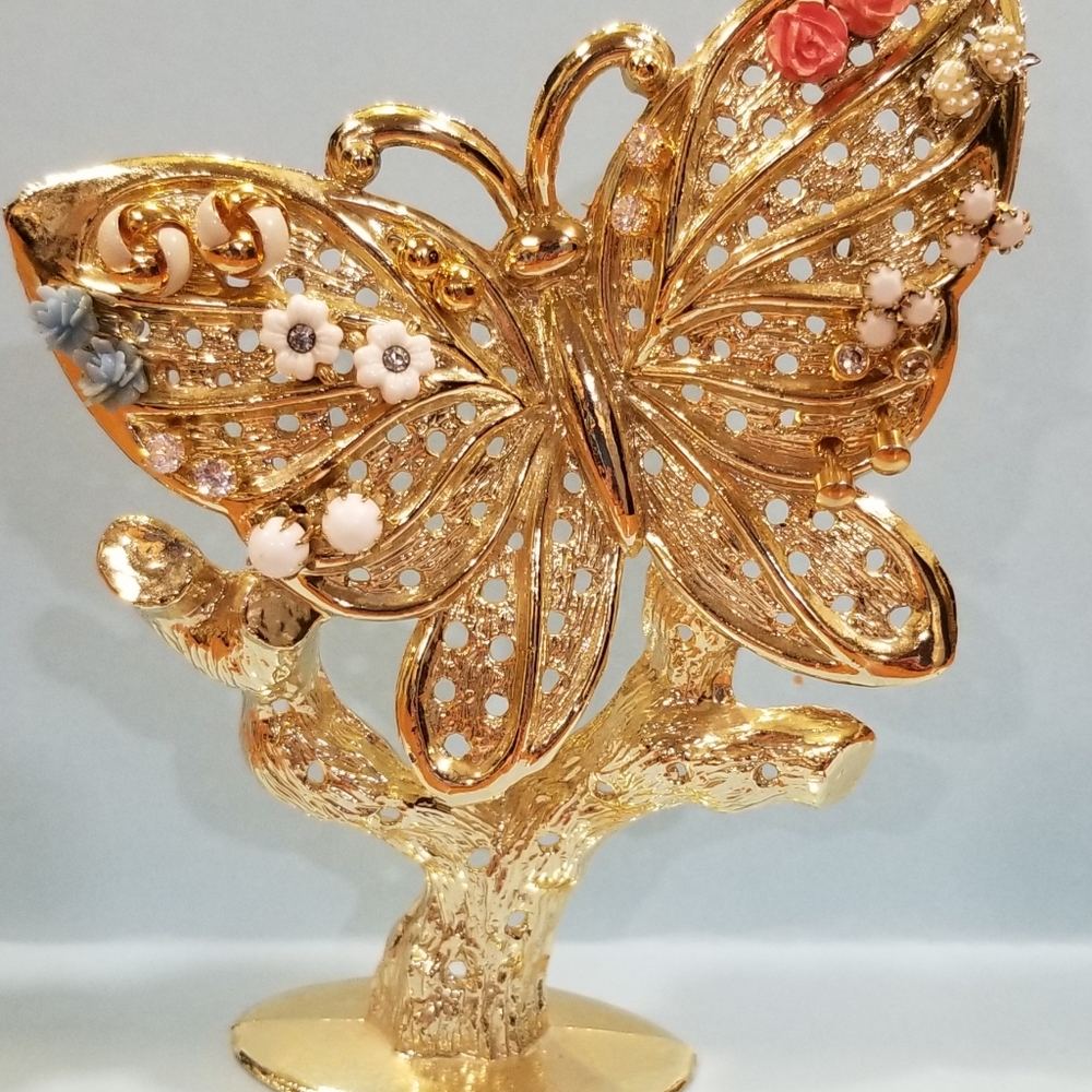 Vintage Earring Lot With Butterfly Earring Tree